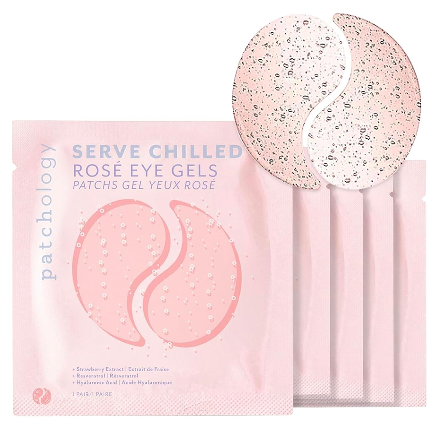 Serve Chilled Rosé Hydrating under Eye Patches – Hyaluronic Acid & Antioxidant-Infused Eye Masks to Reduce Dark Circles, Puffiness & Fine Lines - Ideal Skincare Essentials (5 Pairs)