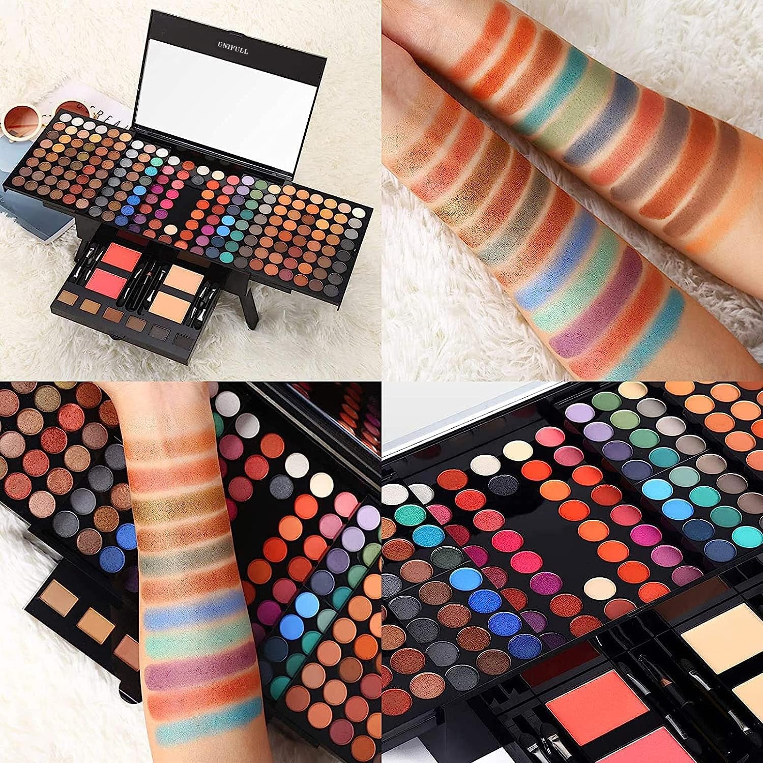 190 Colors Makeup Pallet,Professional Makeup Kit for Women Full Kit,All in One Makeup Sets for Women&Beginner,Include Eyeshadow,Lipstick,Compact Powder,Eyeliner,Concealer(004-Black)
