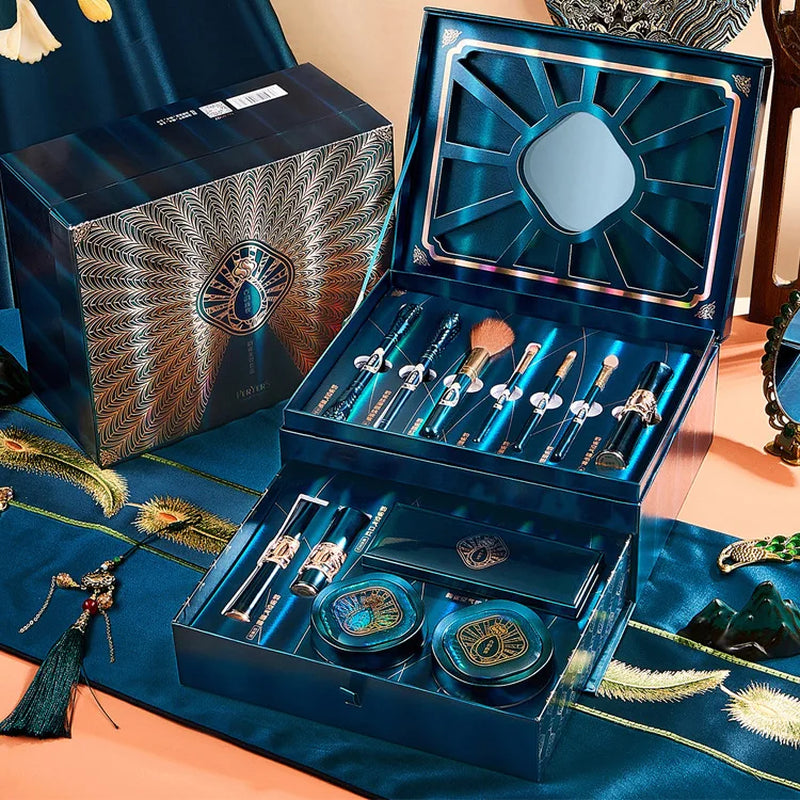 12Pcs Makeup Cosmetic Set Lipstick Eye Shadow Mascara Gift Box Face Powder Air Cushion BB Cream Eyeliner Makeup Cosmetic