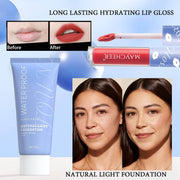 Makeup Kit for Women with waterproof natural light foundation and long lasting hydrating lip gloss showing before and after results
