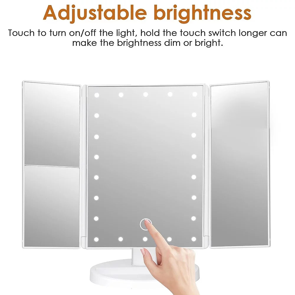 Makeup Mirror with Lights, Lighted Makeup Mirror with 22Pcs LED Lights, 2X 3X Magnifying Makeup Mirror, Dual Power Supply Light up Vanity Mirror