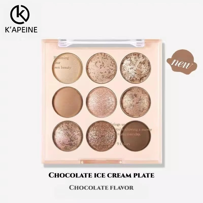 Paleta de Sombras de Ojos de Copo de Nieve con Purpurina – 9 Colores, Sombra Nacarada, Mate y Reflejos, Tono Fresco, Maquillaje de Ojos Encantador