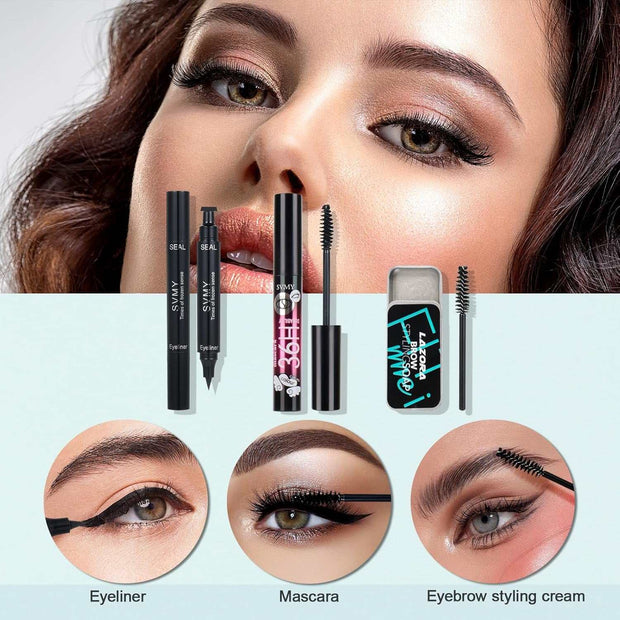 Makeup kit for teens with eyeliner, mascara, and eyebrow styling cream for girls ages 10-16