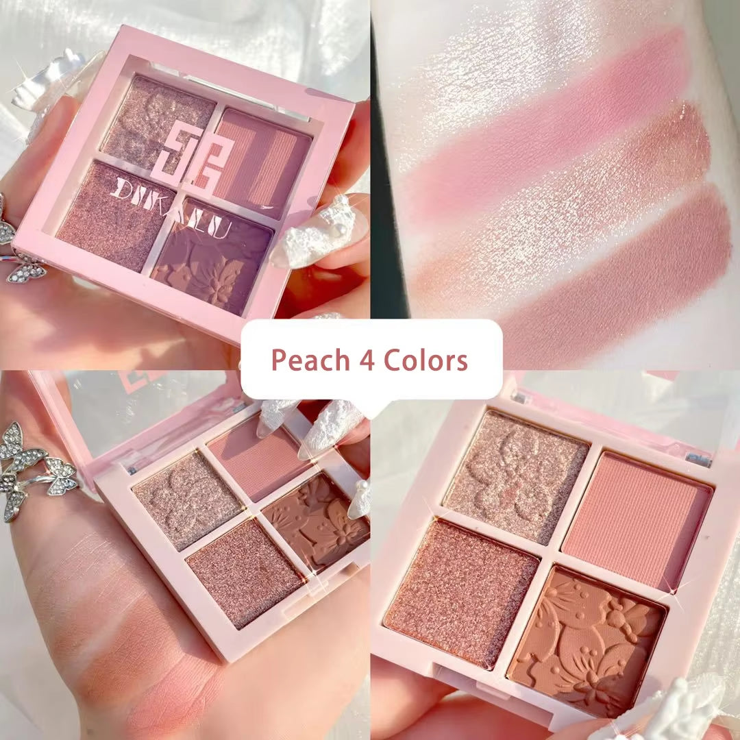 Paleta de Sombras de Ojos Té de Leche 3/4 Colores – Resaltador Profesional de Larga Duración