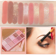 10-Color Eyeshadow Palette – Highly Pigmented Matte & Shimmer Shades, Pink and Nude Glitter Eyeshadow with Velvety Texture