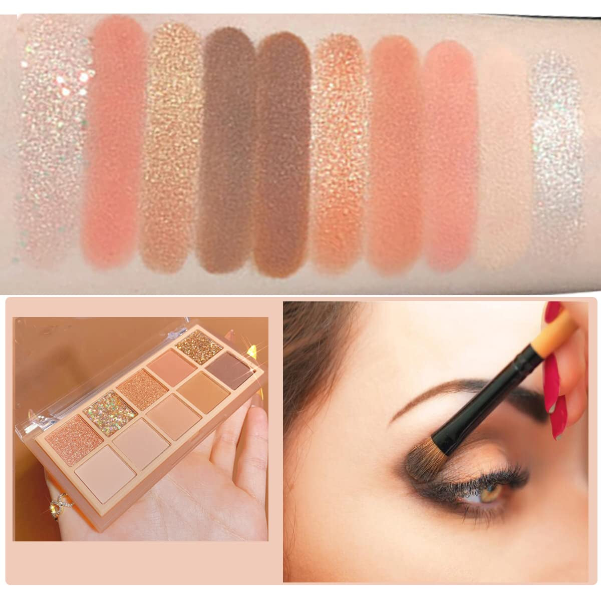 10 Colors Eyeshadow Palette,Matte&Glitter Eyeshadow Makeup Velvety Texture Nude Eye Shadow Palette Brightener Shimmer Eyeshadow,01#