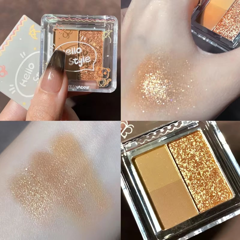 Paleta de Sombras de Ojos Té de Leche 3/4 Colores – Resaltador Profesional de Larga Duración