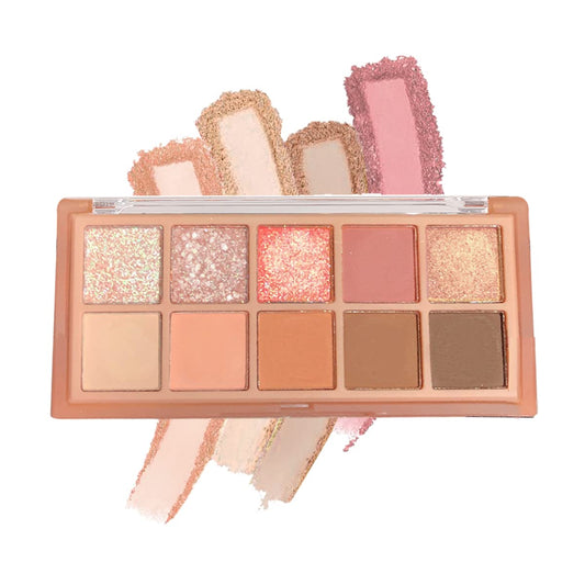 10 Colors Eyeshadow Palette,Matte&Glitter Eyeshadow Makeup Velvety Texture Nude Eye Shadow Palette Brightener Shimmer Eyeshadow,01#