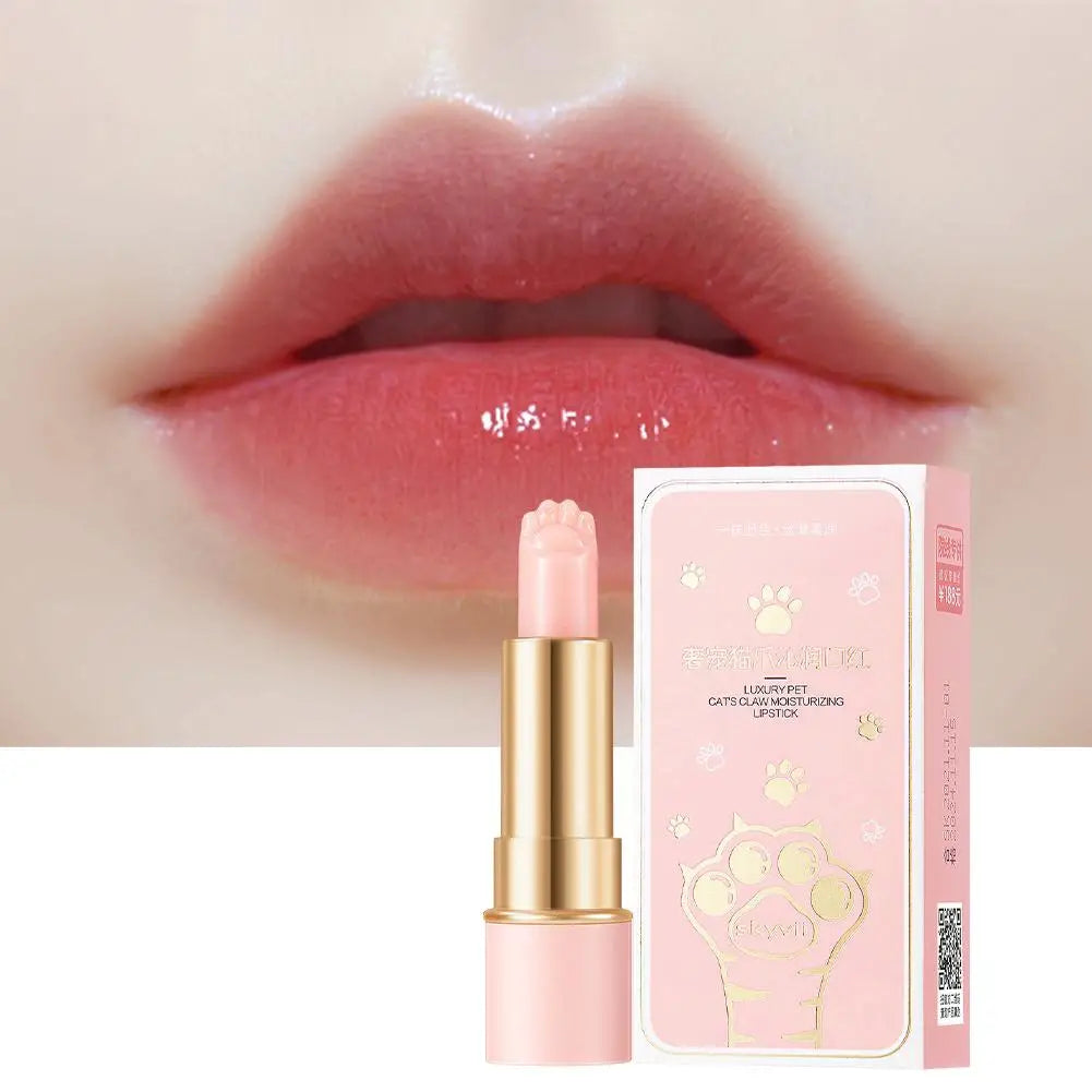 Moisturizing Temperature Color Changing Lip Balm, Cute Cat Paw Lip Balm, Color Changing Lipstick Nourish Thermochromic Lip Balm