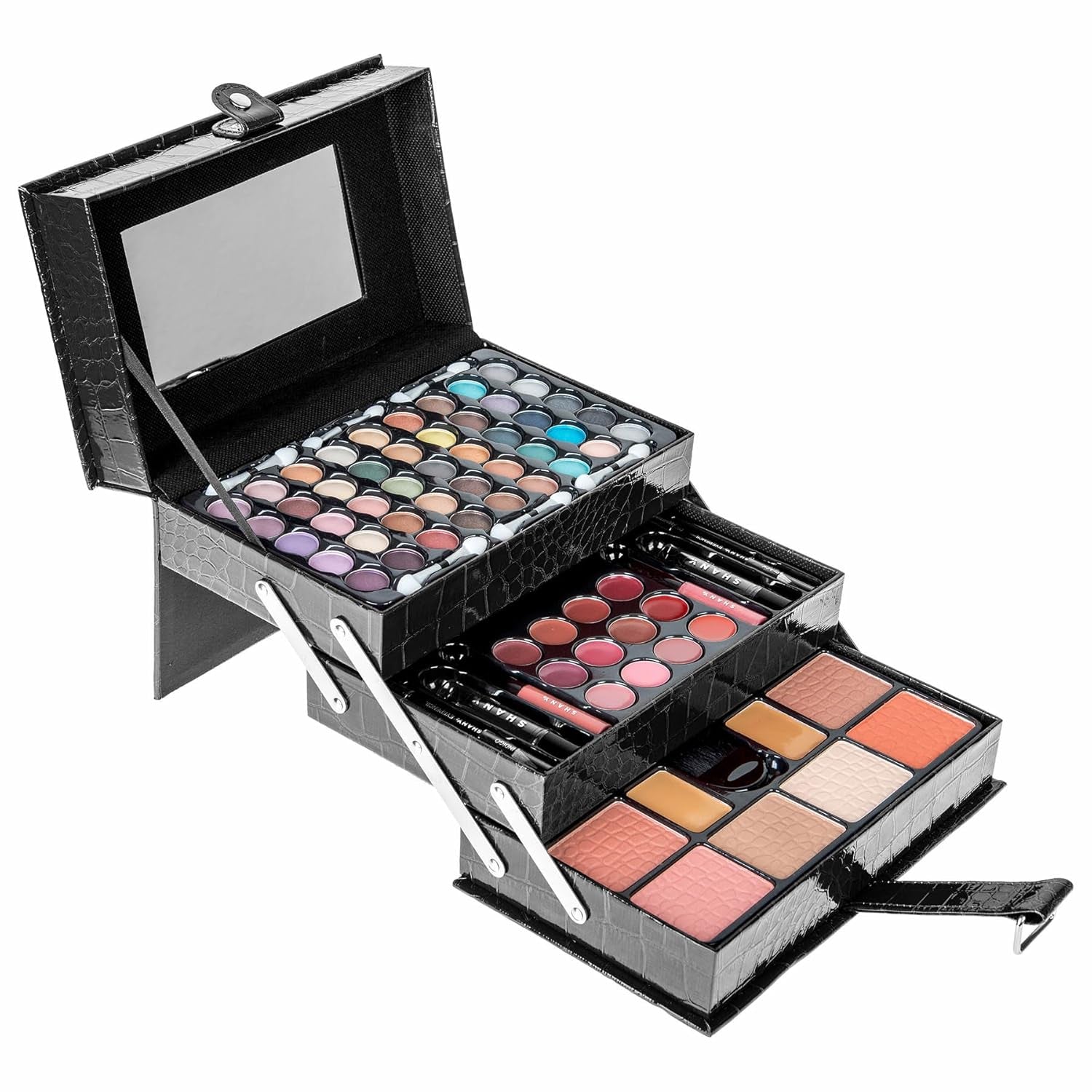 All in One Makeup Set, 67 Colors Eyeshadow, Blushes, Face Powder, Lipstick, Eye Liners, Make up Pencils and Cosmetics Mirror - Makeup Kit with Reusable Beauty Organizer Train Case - Black