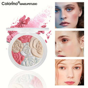 4-Color Rose Blush palette with blendable shades for natural radiant cheeks and diverse skin tones