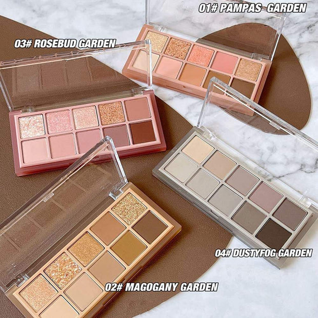 10-Color Eyeshadow Palette – Highly Pigmented Matte & Shimmer Shades, Pink and Nude Glitter Eyeshadow with Velvety Texture