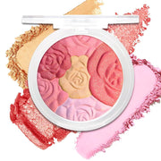 4-Color Rose Blush palette with four blendable rose-shaped shades for natural, radiant cheeks