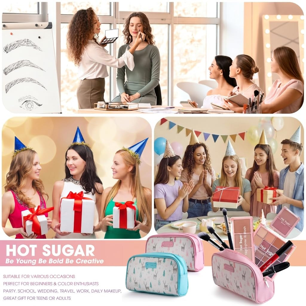Travel Makeup Kit All in One, Makeup Kit for Women Full Kit, Makeup Gift Set for Beginners and Professionals with Cosmetic Bag (Pink)