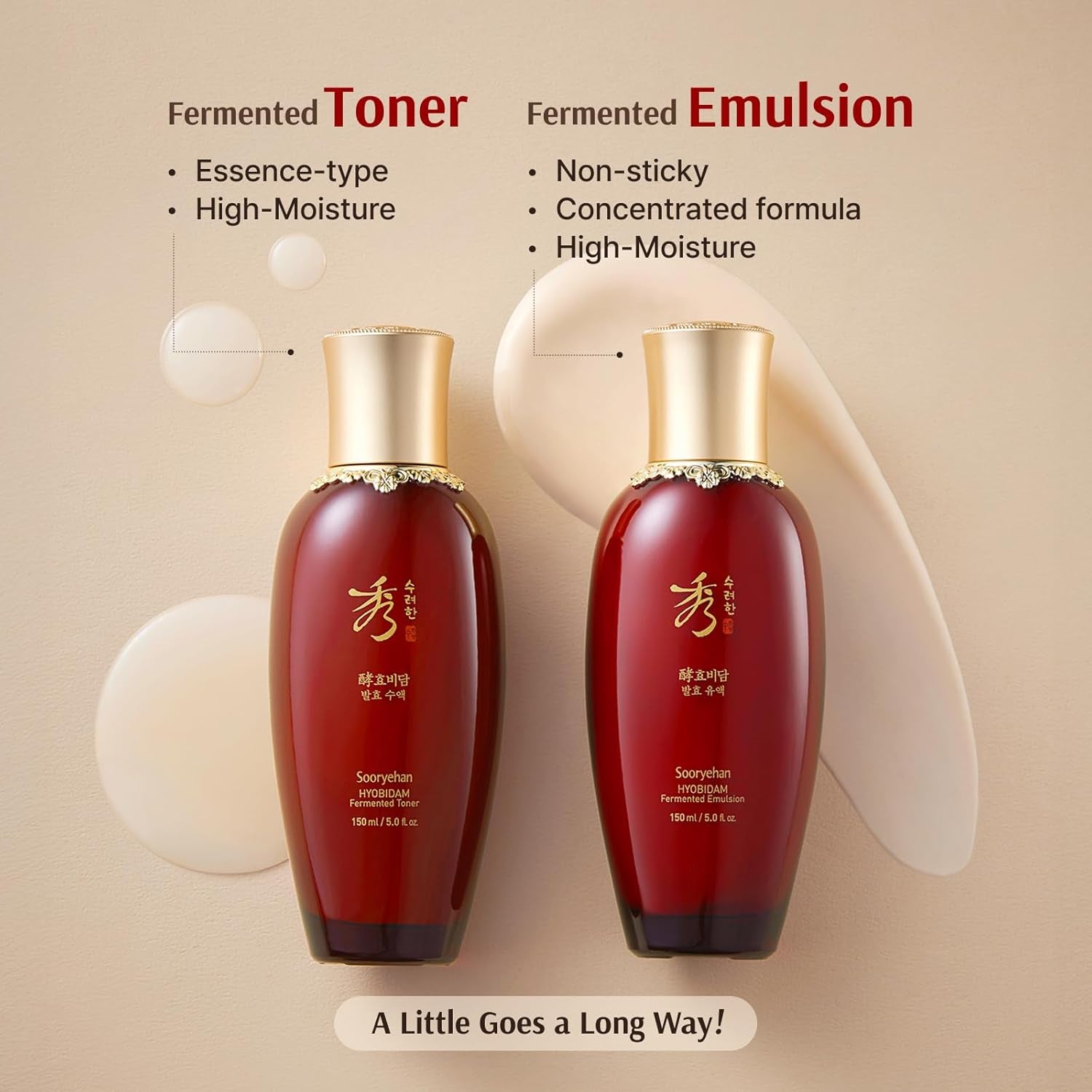 Hyobidam Fermented Skincare Gift Set with Wild Ginseng - Premium Korean Anti-Aging Skin Care Kit for Intense Hydration, 13.53 Fl Oz (Full Size Toner & Emulsion + Mini Cream, Eye Cream, Mask)
