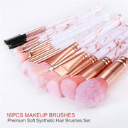 Makeup Brushes Set 16PCS – Pink Marble Makeup Brush Kit with Foundation, Eyeshadow, Concealer, Eyebrow, Blush & Face Mask Brushes, Includes Gift Box