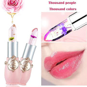 2-pack color changing lipstick with flower jelly design, moisturizing lip balm and long-lasting pink tint gloss for women