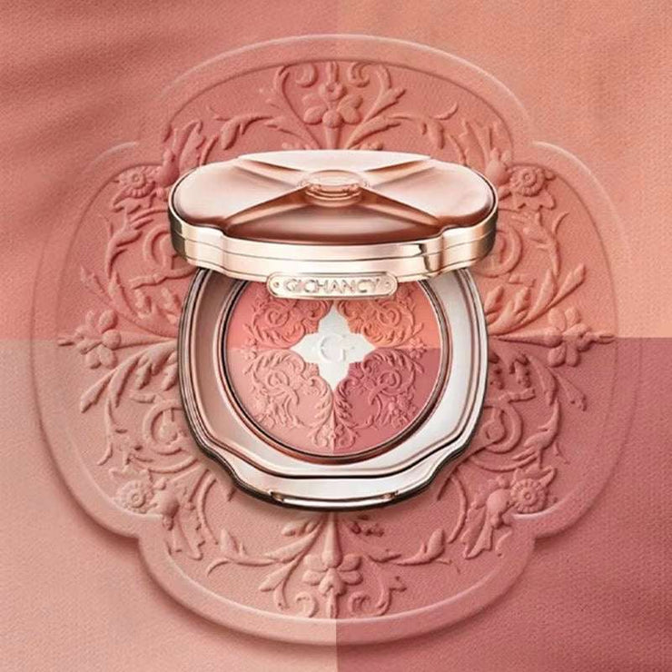 5-Color Face Blush Palette with Matte and Shimmer Finishes