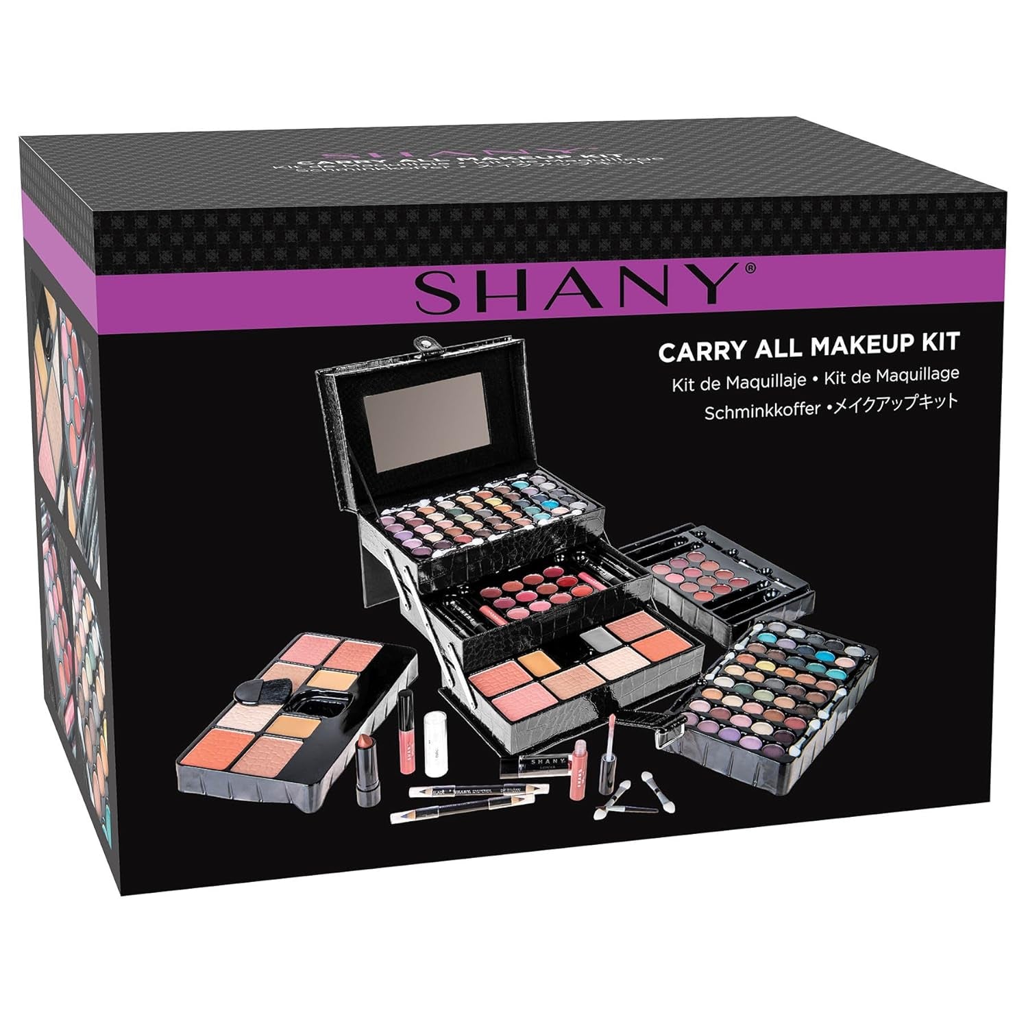 All in One Makeup Set, 67 Colors Eyeshadow, Blushes, Face Powder, Lipstick, Eye Liners, Make up Pencils and Cosmetics Mirror - Makeup Kit with Reusable Beauty Organizer Train Case - Black