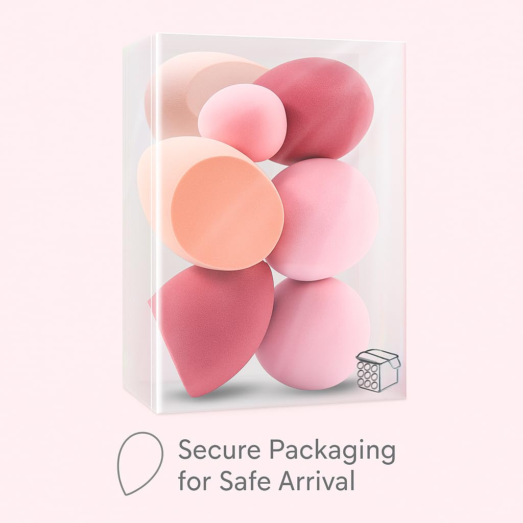 Makeup Sponge Set  Blender Sponges 7 Pcs for Liquid, Cream, and Powder, Latex Free, Multi Colored Beauty Sponges with 1 Mini Sponge, Vegan & Cruelty-Free