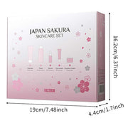 Japan Sakura Skincare Kit 5-piece travel set with cleanser, toner, serum, eye cream, and essence cream