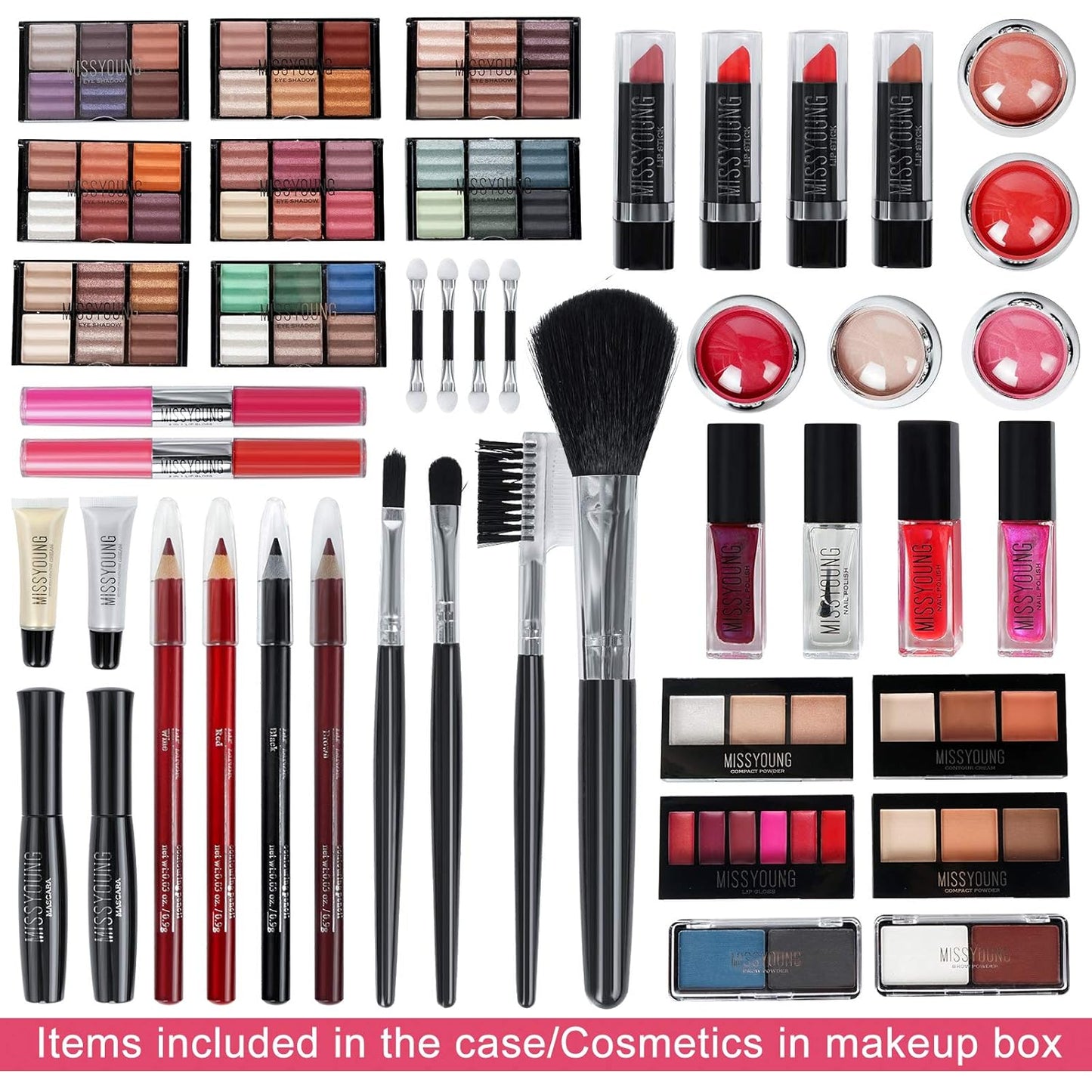 All-In-One Makeup Gift Set Carry All Makeup Kit for Women Full Kit with Aluminum Case Lipgloss Lipstick Concealer Blush Foundation Face Powder Eyeshadow Palette Cosmetic Palette #2