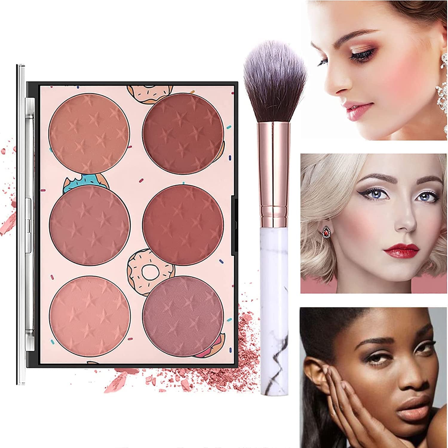 Kit de maquillaje profesional de 12 colores para mujer, sombra de ojos, base, lápiz labial, rubor, pinceles, sello delineador de ojos