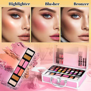 Beginner Makeup Kit for Teen,Makeup Set for Girl Women,Beginner Makeup Kit with Cosmetic Train Case Included 32 Colors Eyeshadow Blush Contour Lip Gloss Lip Liner Mascara Eyeliner Mirror