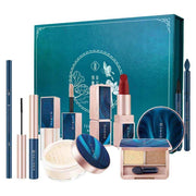 8pcs women’s makeup set gift box with lipstick, eyeshadow palette, concealer, setting powder, eyeliner, mascara, and eyebrow pencil