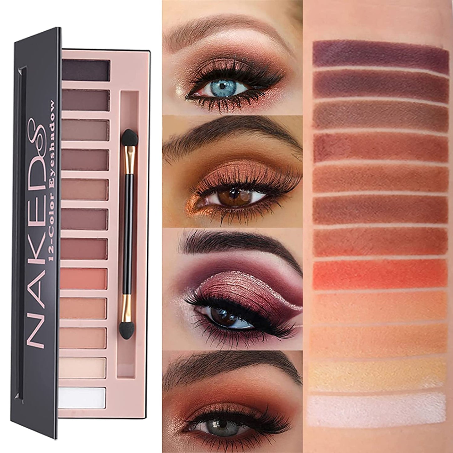 Kit de maquillaje profesional de 12 colores para mujer, sombra de ojos, base, lápiz labial, rubor, pinceles, sello delineador de ojos