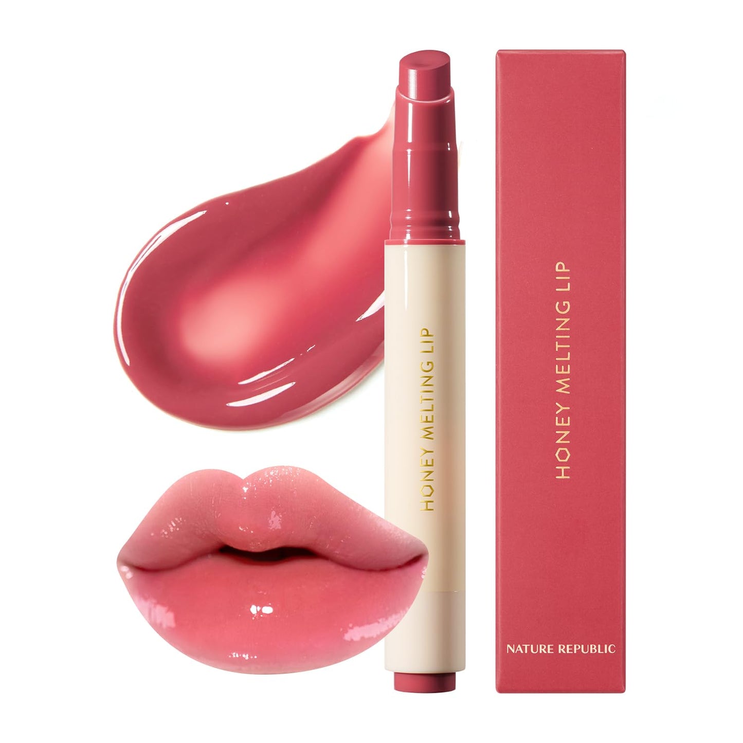 HONEY MELTING LIP PLUMPING (11 PINK) SOFT LIP STICK Tint & Plump Hydrating Gloss, Moisturizing Balms, Volumizing Formula & Sheer Tint, Glowy Finish, Korean Make Up
