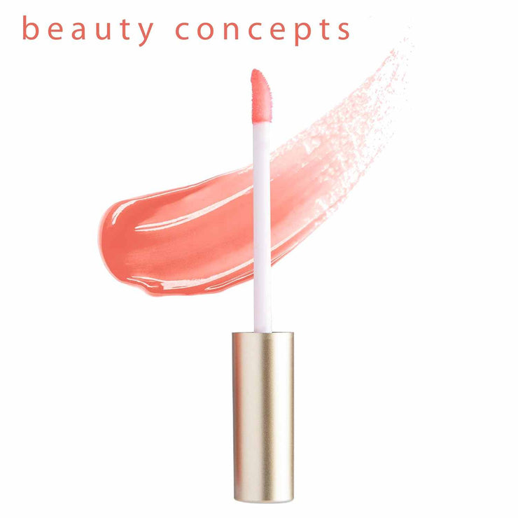 Lip Gloss Collection shiny coral gloss with applicator wand and smooth, hydrating formula