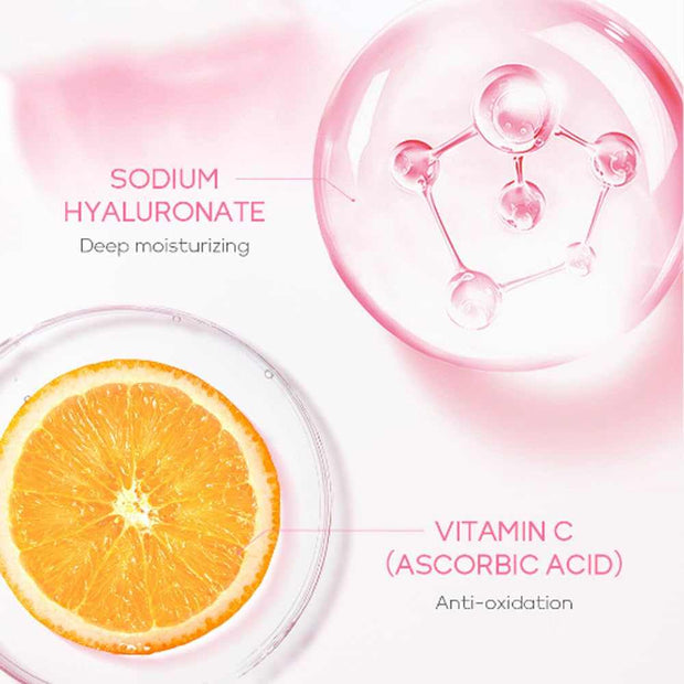 Sakura skincare kit ingredients with sodium hyaluronate and vitamin C for deep moisturizing and antioxidant benefits