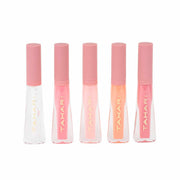 Tahari 5-Piece Lip Gloss Set with five hydrating, shiny shades in sleek pink packaging