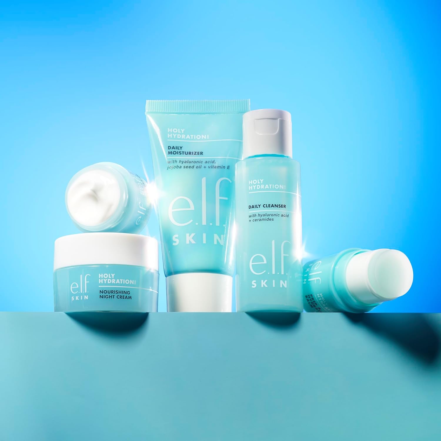 SKIN Holy Hydration! Jet Set Hydration Kit, Travel Friendly Hydrating Skincare Set, Face Cleanser, Balm, Moisturizer, Eye Cream & Night Cream, Vegan & Cruelty-Free