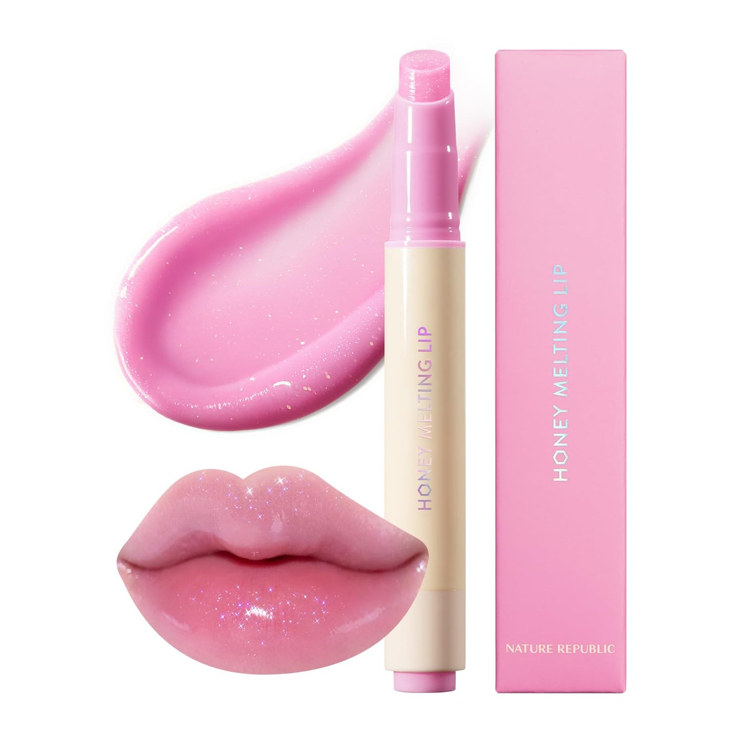 HONEY MELTING LIP PLUMPING (11 PINK) SOFT LIP STICK Tint & Plump Hydrating Gloss, Moisturizing Balms, Volumizing Formula & Sheer Tint, Glowy Finish, Korean Make Up