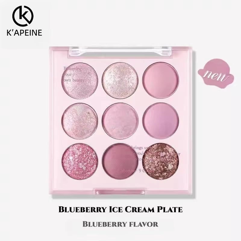 Paleta de Sombras de Ojos de Copo de Nieve con Purpurina – 9 Colores, Sombra Nacarada, Mate y Reflejos, Tono Fresco, Maquillaje de Ojos Encantador