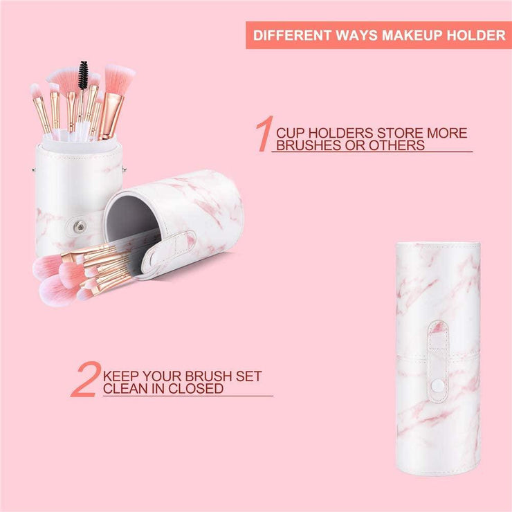 Makeup Brushes Set 16PCS – Pink Marble Makeup Brush Kit with Foundation, Eyeshadow, Concealer, Eyebrow, Blush & Face Mask Brushes, Includes Gift Box