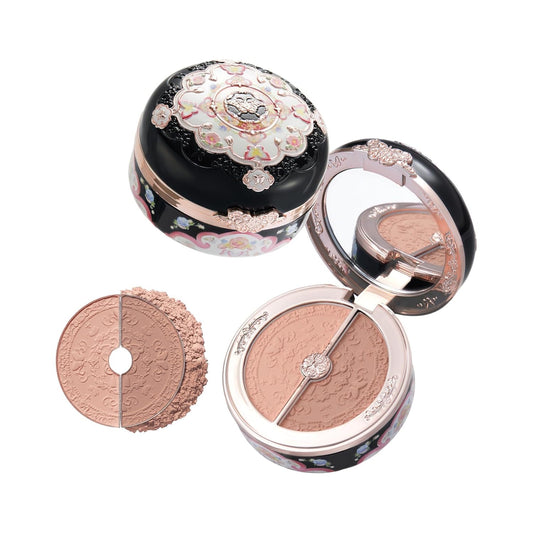 Butterfly Cloud Collar Rouge Box Blush & Contour Duo Powder,Brown+Nude Two Tone Matte Blush for Cheeks Bulidable & Blendable Palette,0.21 Oz(05 Pearwood)