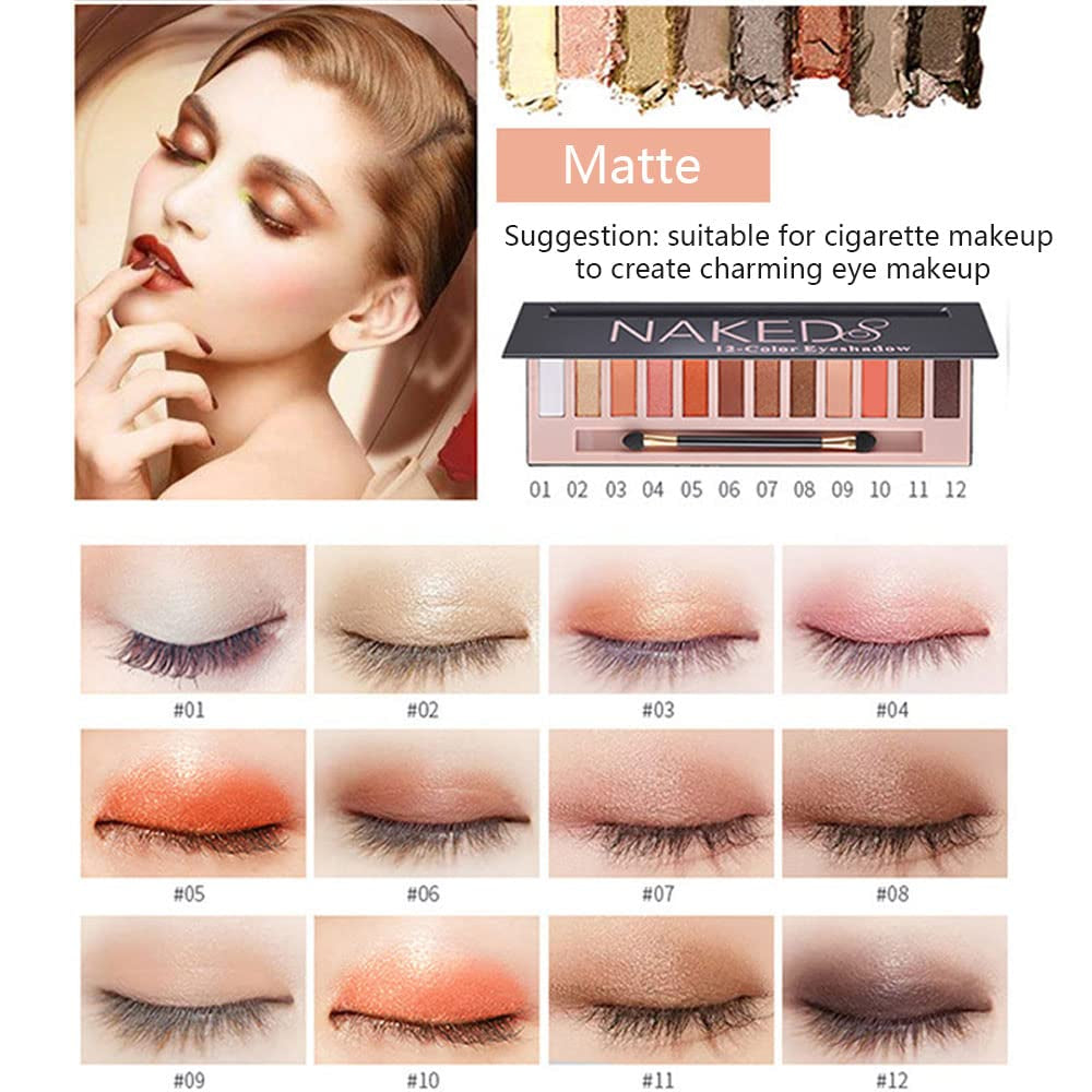 Kit de maquillaje profesional de 12 colores para mujer, sombra de ojos, base, lápiz labial, rubor, pinceles, sello delineador de ojos