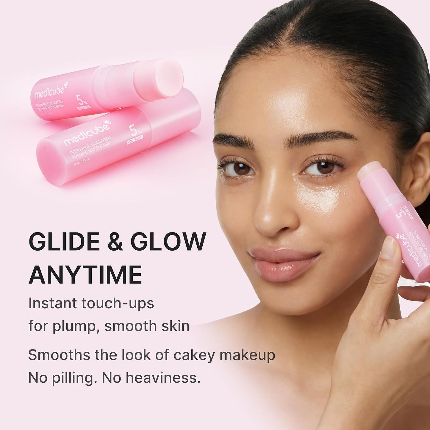 PDRN Pink Collagen Volume Multi Balm Stick | Volufiline, PDRN, NAD, Collagen | Face & Body Balm for Under-Eyes, Neck, Forehead, Smile Lines, Lips | Plumping, Radiance, Line Care | K-Beauty