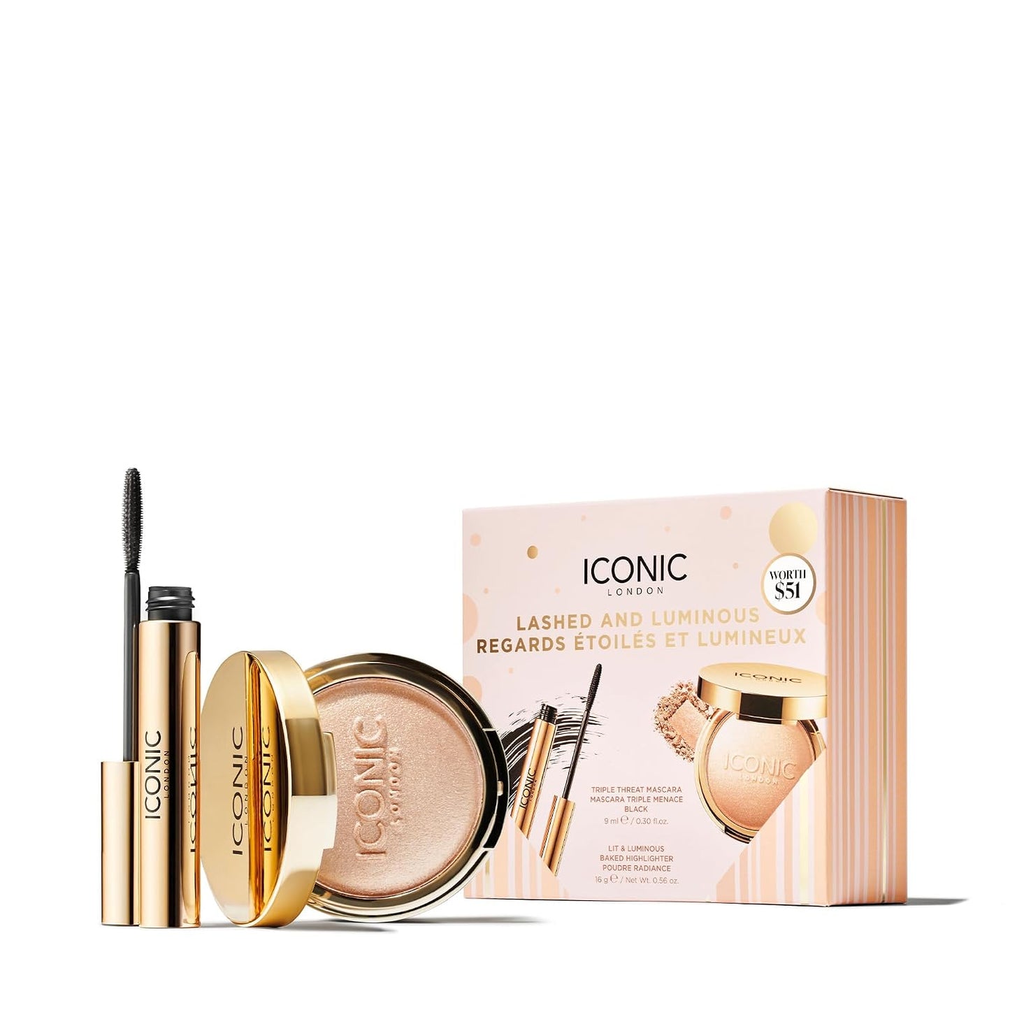 ICONIC LONDON Makeup Set for Natural Glow and Radiant Highlight, Perfect for Stocking Stuffers, Travel-Friendly, Cruelty-Free, Vegan Makeup