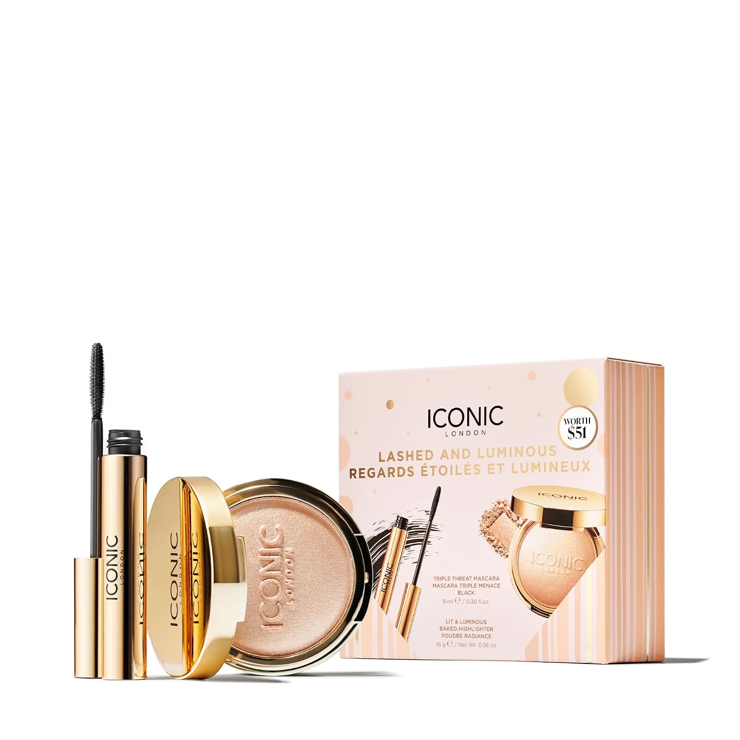 ICONIC LONDON Makeup Set for Natural Glow and Radiant Highlight, Perfect for Stocking Stuffers, Travel-Friendly, Cruelty-Free, Vegan Makeup
