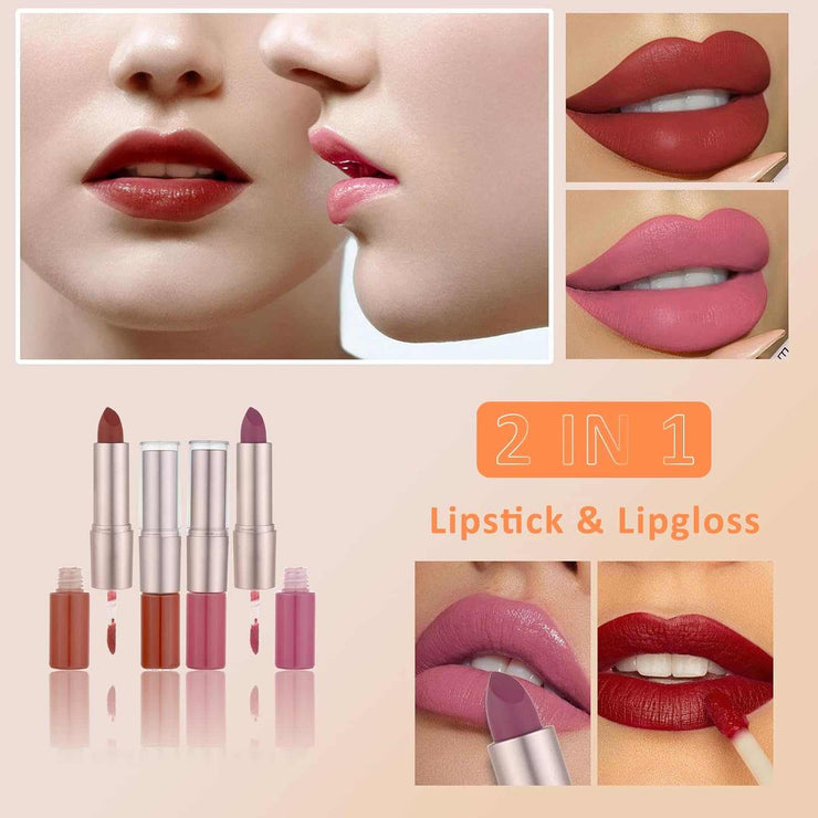All-in-One Makeup Kit featuring lipsticks and lip glosses with rich pigmented shades for flawless lips