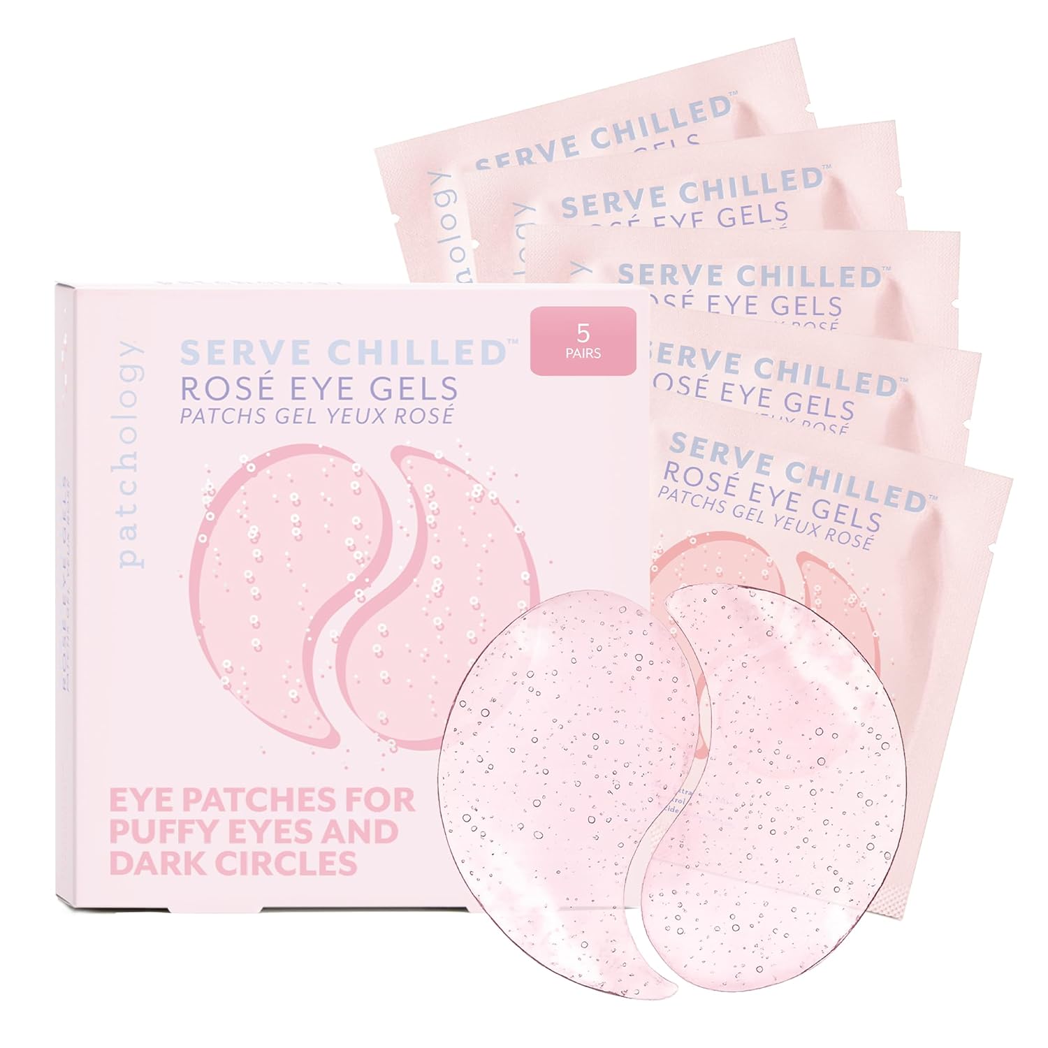 Serve Chilled Rosé Hydrating under Eye Patches – Hyaluronic Acid & Antioxidant-Infused Eye Masks to Reduce Dark Circles, Puffiness & Fine Lines - Ideal Skincare Essentials (5 Pairs)