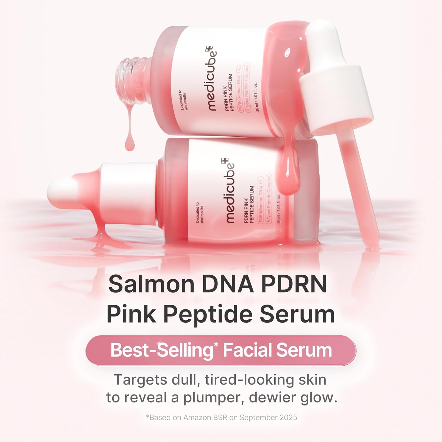 PDRN Pink Peptide Serum with Salmon DNA | Pink Glow Serum with Peptides & Niacinamide for Hydration & Firm-Looking Skin | Uneven Tone Care | Korean Skincare, 1.01 Fl. Oz