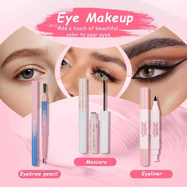 All-in-One Makeup Set for Women, Girls & Teens – Full Compact Pink Cosmetic Kit, Perfect Gift Set