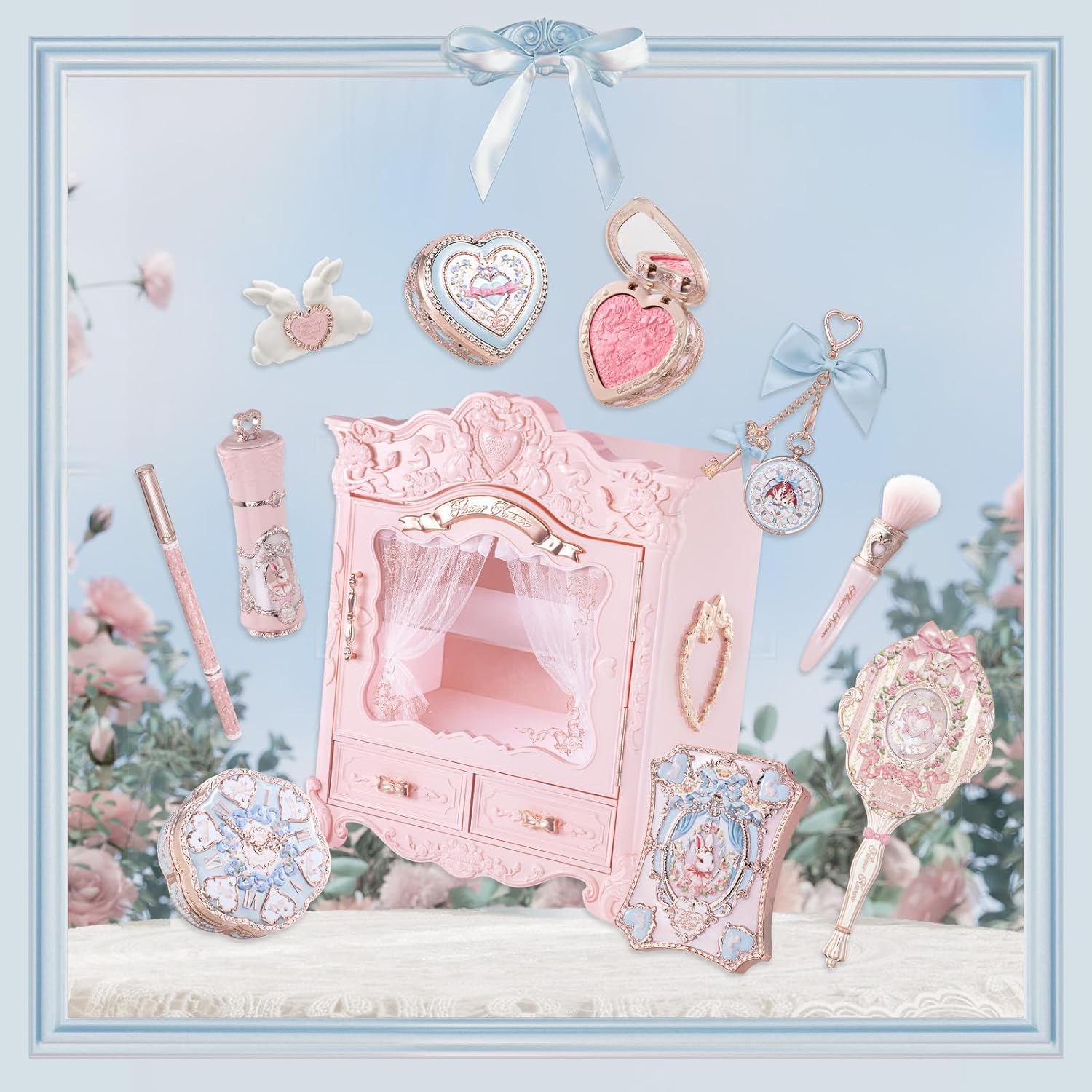 Bunny Garden All-In Box Set,All in One Full Cosmetics Makeup Kit,Perfect Easter Holiday Birthday Make up Gift(Cushion Cream Foundation C01)