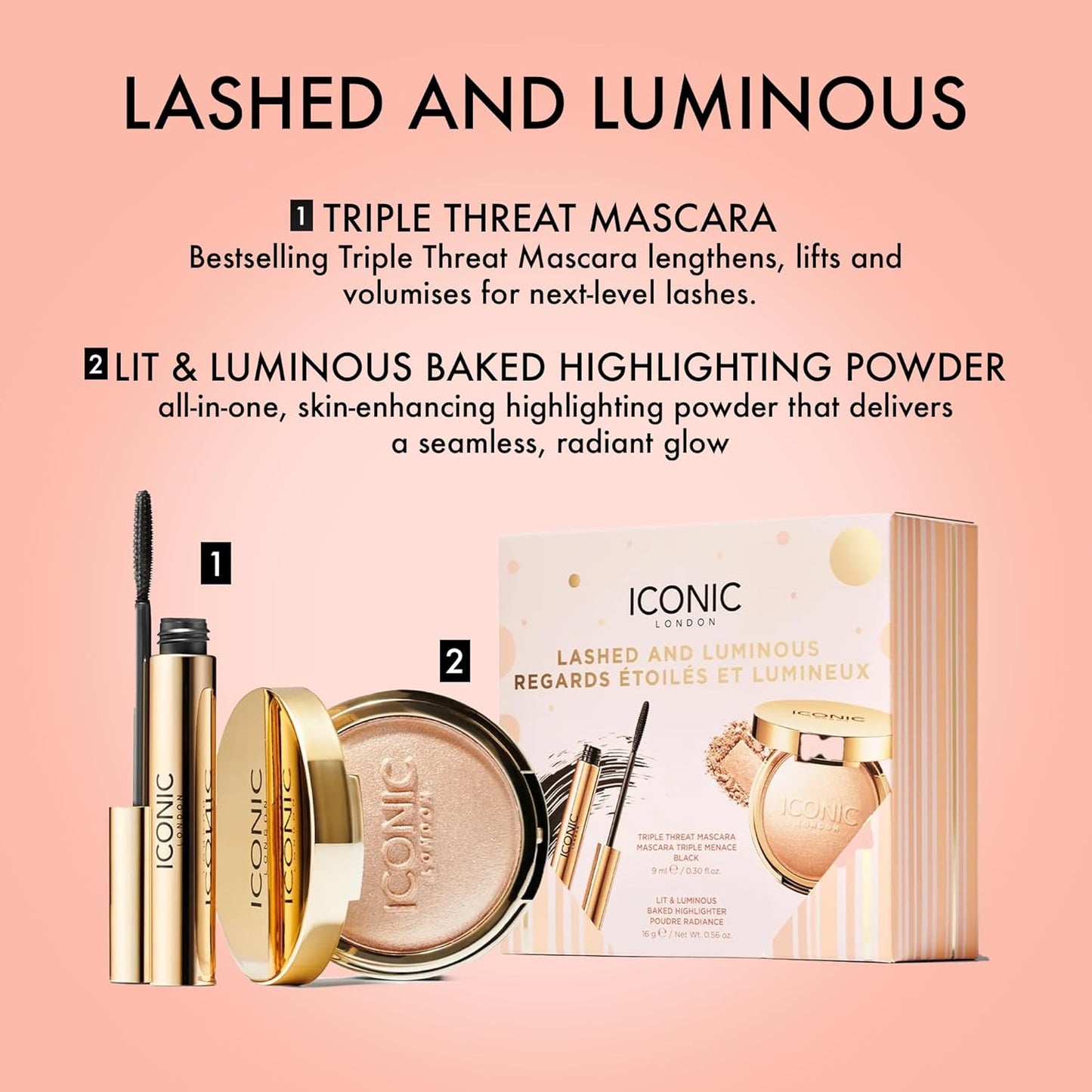 ICONIC LONDON Makeup Set for Natural Glow and Radiant Highlight, Perfect for Stocking Stuffers, Travel-Friendly, Cruelty-Free, Vegan Makeup