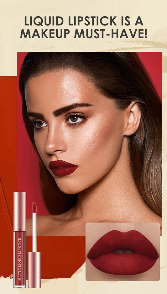 12Pcs Matte Liquid Lipstick + Lip Liner Pens Set, One Step Lips Makeup Sets Pigment Velvety Nude Lip Stain Waterproof Long Wear Lip Gloss Make up Gift Set (Set B)